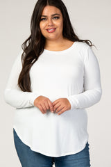 Ivory Basic Long Sleeve Plus Maternity Shirt
