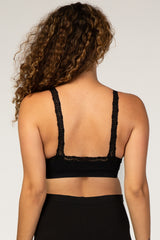 Black Textured Rib Lace Maternity Bralette