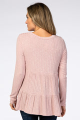 Mauve Textured Rib Tiered Maternity Top