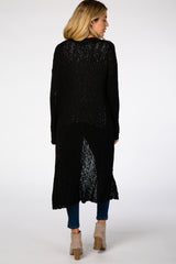 Black Ribbed Knit Long Maternity Cardigan