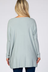 Light Blue Pocketed Dolman Sleeve Maternity Top