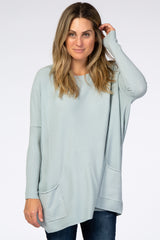 Light Blue Pocketed Dolman Sleeve Maternity Top