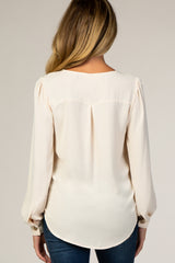 Ivory Button Up Maternity Blouse