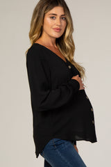 Black Button Up Maternity Blouse
