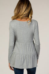 Heather Grey Tiered V-Neck Maternity Blouse