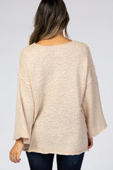 Beige V-Neck Hi-Low Sweater