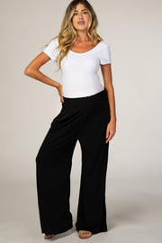 Black Smocked Waist Maternity Pant