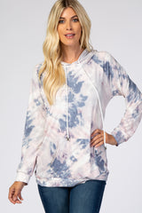 Grey Tie Dye Hooded Maternity Top