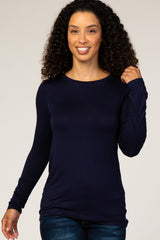 Navy Long Sleeve Maternity Top