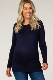 Navy Long Sleeve Maternity Top