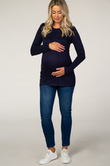 Navy Long Sleeve Maternity Top