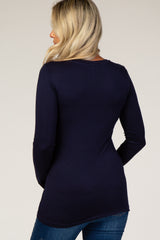 Navy Long Sleeve Maternity Top