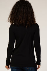 Black Fitted V-Neck Top