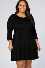 Black Ruffle Tiered Plus Dress