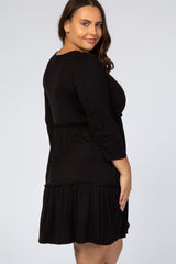 Black Ruffle Tiered Plus Dress