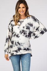 Ivory Tie Dye Hi-Low Maternity Top