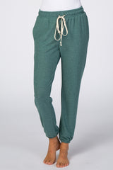 Green Soft Brushed Drawstring Lounge Pants