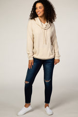 Oatmeal Thermal Cowl Neck Top