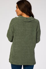 Olive Chenille Cowl Neck Maternity Top