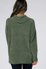 Olive Chenille Cowl Neck Top