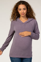 Purple Lightweight Long Sleeve Maternity Hoodie