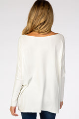 Cream Soft Knit Boatneck Dolman Sleeve Maternity Sweater