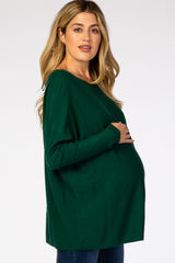 Forest Green Soft Knit Boatneck Dolman Sleeve Maternity Sweater