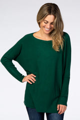 Forest Green Soft Knit Boatneck Dolman Sleeve Maternity Sweater