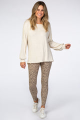 Taupe Animal Print Ribbed Leggings