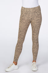 Taupe Animal Print Ribbed Leggings