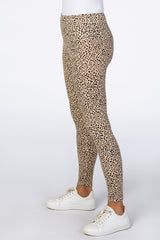 Taupe Animal Print Ribbed Leggings