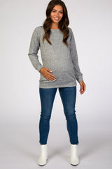 Grey Soft Knit Long Sleeve Maternity Top