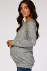 Grey Soft Knit Long Sleeve Maternity Top