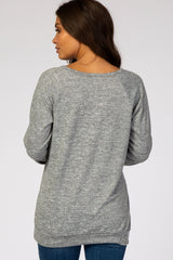 Grey Soft Knit Long Sleeve Maternity Top