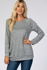 Grey Soft Knit Long Sleeve Maternity Top