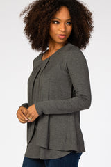 Charcoal Pleated Front Layered Nursing Top
