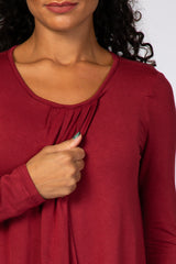 Burgundy Pleated Front Layered Nursing Top