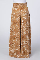 Camel Multi Printed Wide Leg Maternity Pants