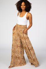 Camel Multi Printed Wide Leg Maternity Pants