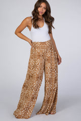 Camel Multi Printed Wide Leg Maternity Pants