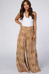 Camel Multi Printed Wide Leg Maternity Pants