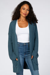 Teal Ribbed Cardigan