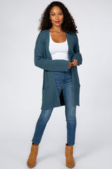 Teal Ribbed Cardigan