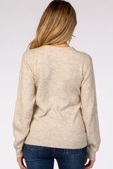 Beige Brushed Knit Maternity Sweater