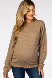 Mocha Brushed Knit Maternity Sweater