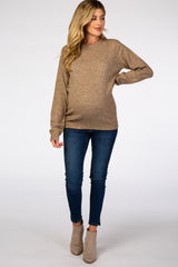 Mocha Brushed Knit Maternity Sweater