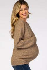 Mocha Brushed Knit Maternity Sweater