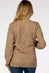 Mocha Brushed Knit Maternity Sweater