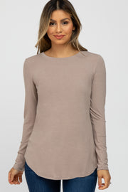 Taupe Basic Long Sleeve Top