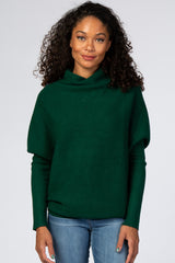 Forest Green Funnel Neck Dolman Sleeve Maternity Sweater